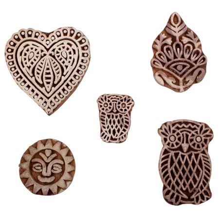 Set of 5 Piece New Mix Wooden Printing Blocks